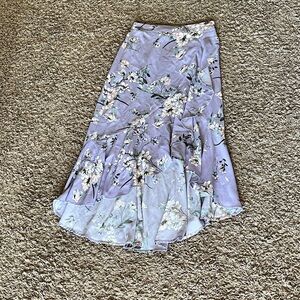 Xhiliration size S purple floral midi skirt with elastic waist